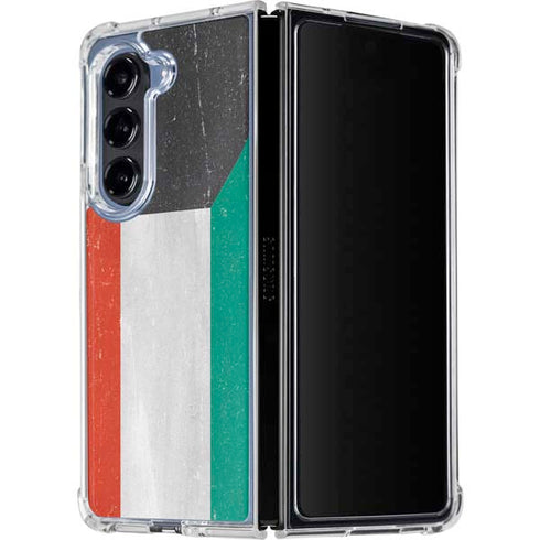 Kuwait Flag Distressed Galaxy Z Fold5 5G Clear Case